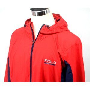 POLO SPORT PERFORMANCE‎ Vintage Men's Hooded Windbreaker SIZE XL Red